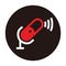 Red, white and black connection microphone illustrations - connection microphone icon for broadcast or podcast sign