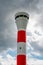 Red and white Blankenese lighthouse near Hamburg. Historic lighthouse on the Elbe