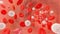 Red and white blood cells and platelets flowing through a vessel or a vein. Medical and microbiology illustration