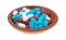 Red white and blue breath mints in a bowl