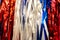 Red White and Blue Cellophane streamers for patriotic background