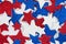 Red, white and blue glitter stars background