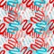 Red white blue graffiti lines on a white background seamless pattern