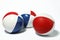Red White and blue juggling balls
