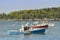 Red White Blue Lobster Boats at Bar Harbor Maine