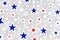 Red white and blue star pattern background in patriotic 4th of july or memorial day or veterans day