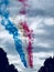 Red, white and blue vapour trail