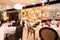 Red, White and Brown Restaurant Interior Decoration with Bright Lighting