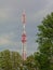 Red and white communication antenna