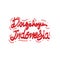 Red and white dirgahayu indonesia lettering hand drawn text