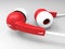 Red and white ear buds