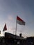 The red and white flag is the flag from Indonesia