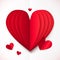 Red and white folded paper vector heart