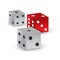 Red and white gamble dices