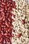 Red and white haricot beans