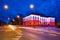 Red and white illumination at the Constitution Day on May 3 on the  City Hall building in Pruszcz GdaÅ„ski. Poland