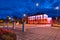 Red and white illumination at the Constitution Day on May 3 on the  City Hall building in Pruszcz GdaÅ„ski. Poland