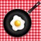 Red And White Ingham Tablecloth With Fried Eggs