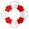 Red and White Lifebuoy Flat Icon on White