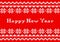 Red and white New Year knit greeting card