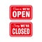 Red White Open and Closed Plate Shop Signs Illustration Template Vector