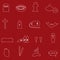 Red and white outline vampire icons eps10