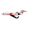 Red and white passenger airplane clipart