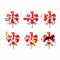 Red white peppermint lolipop cartoon character with various types of business emoticons