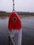 Red and white pike fishing lure