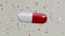 Red and White Pill Floating on a White Background