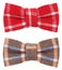 Red white plaid and brown blue hair bow tie