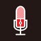 red and white podcast microphone for broadcast  music icon  etc - red and white podcast microphone logo or icon - line art of red