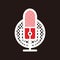 red and white podcast microphone with filter pitch sign for broadcast  music icon  etc - red and white podcast microphone with fil