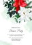 Red and white poinsettia flowers, christmas greenery, emerald eucalyptus