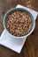 Red And White Quinoa Uncooked In A Bowl Lay Flat