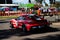 Red and white racing car Porsche Carrera down at Albert Park Track in Melbourne, Australia