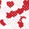 Red and white romantic seamless pattern with polka-dot heart. Symbols of love, relationships and valentine day.