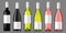 Red white rose wine blank bottles for mockups