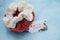 Red and white scrunchies with note