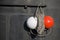 Red and white signal spheres on submarine