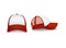 Red and white snapback baseball cap mockup set from front and side view
