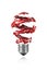 Red white spiral paint trace made light bulb