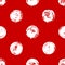 Red and white sponge print polka dot geometric grunge seamless pattern, vector