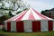 Red and white striped circus tent