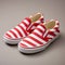 Red And White Striped Vans Classic Slip On Shoes