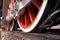 Red and white wheels of the old classic steam locomotive