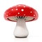 Red and white wild mushroom isolated on white background. 3D illustration