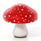 Red and white wild mushroom isolated on white background. 3D illustration