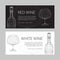 Red and white wine banners set with outlined glass