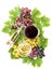 Red white wine glasses grape vine green leaves Autumn